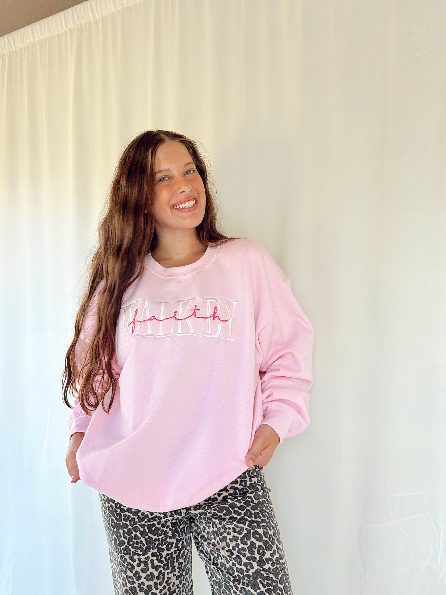 WALK BY FAITH EMBROIDERED SWEATSHIRT