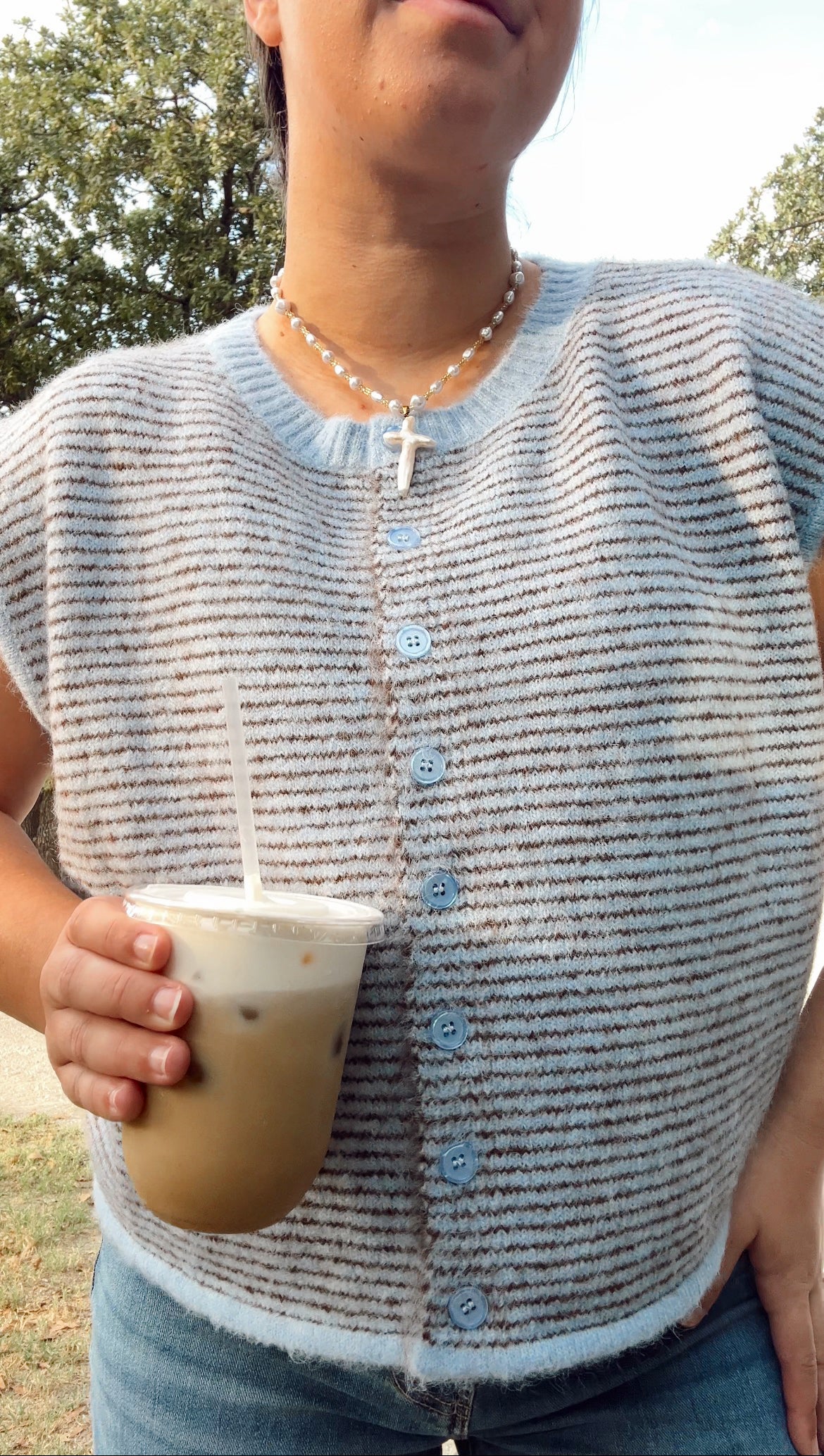 BLUEBERRY MOCHA STRIPE SWEATER VEST