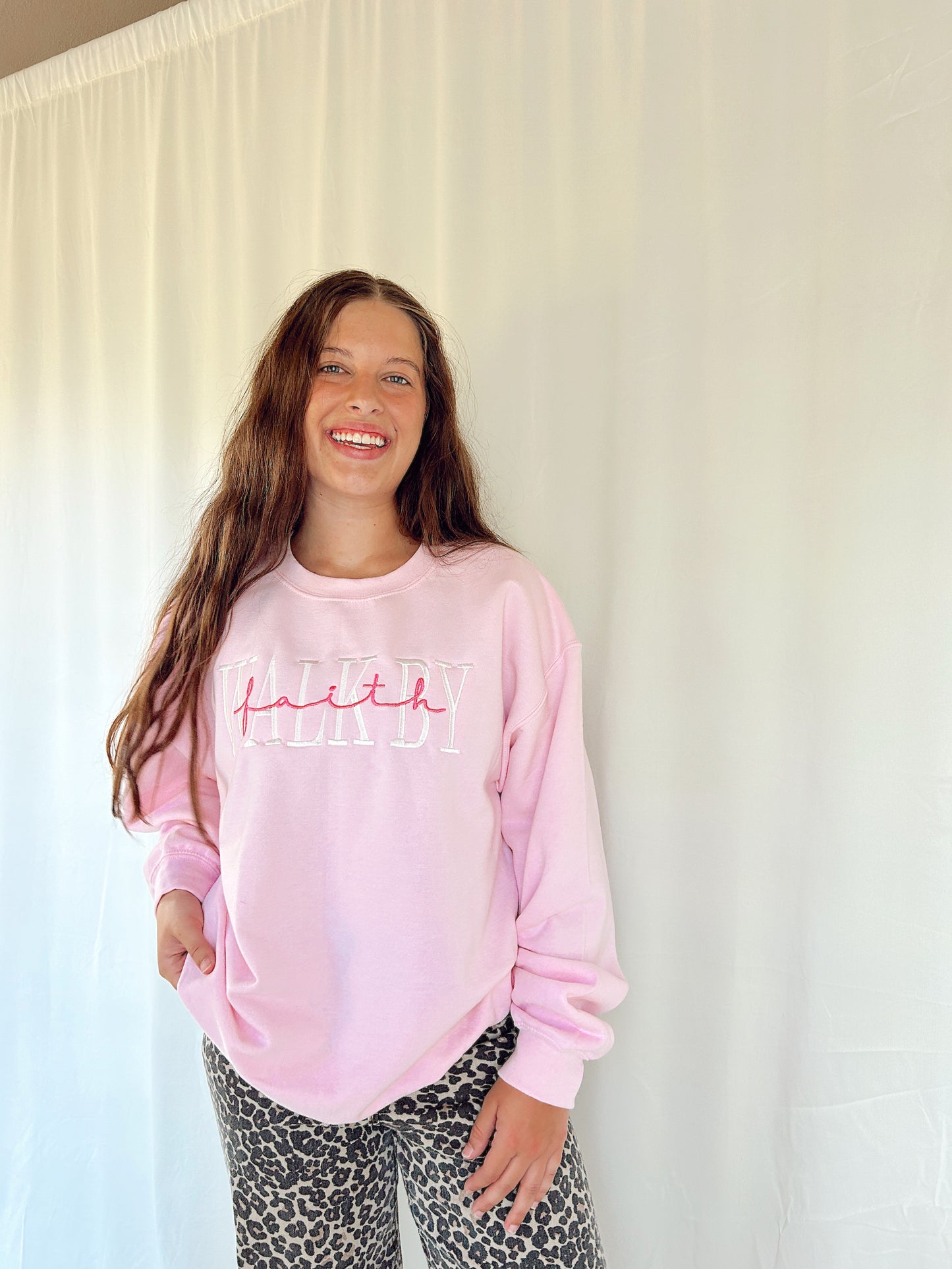 WALK BY FAITH EMBROIDERED SWEATSHIRT