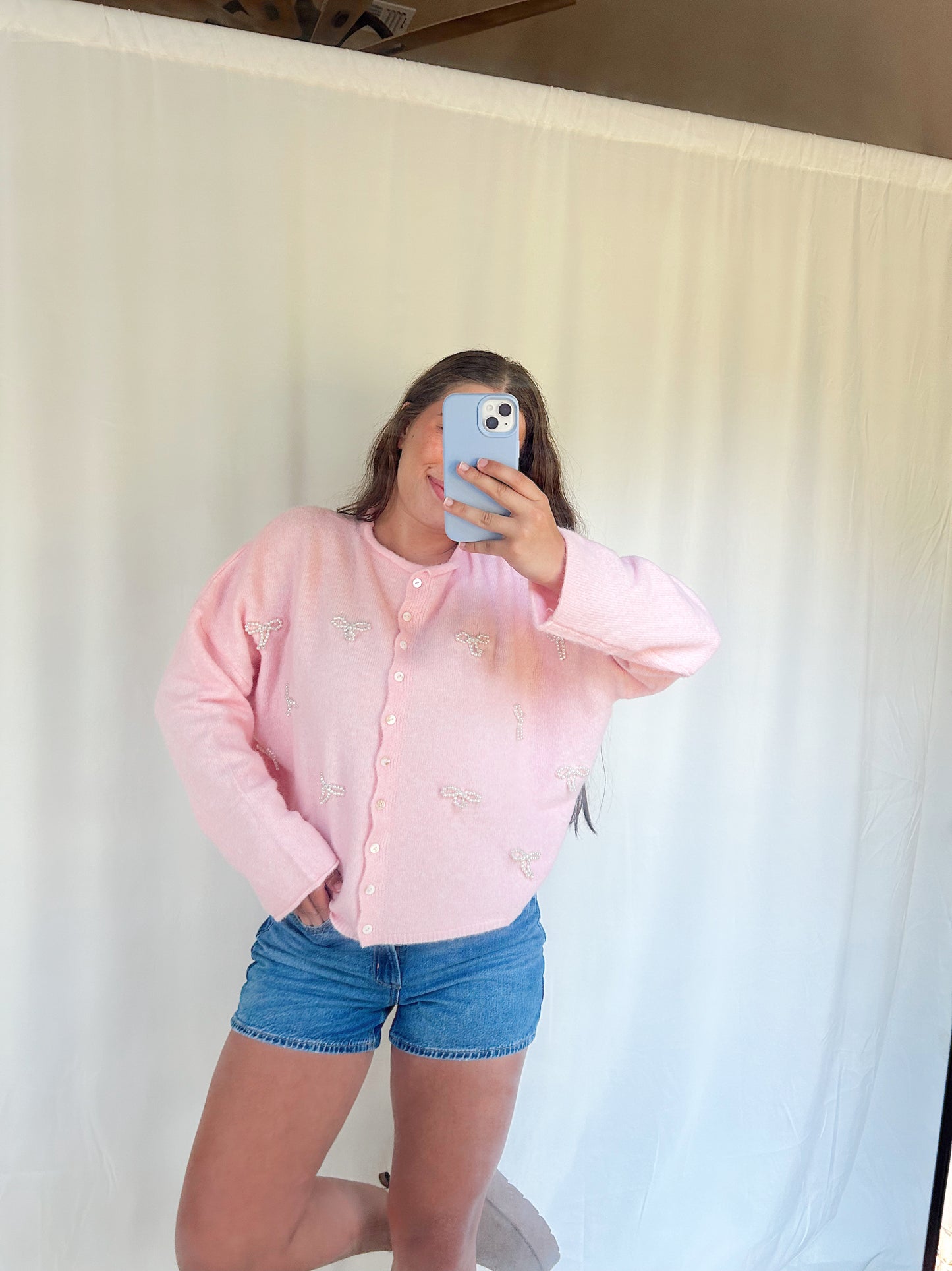 PRETTY IN PEARL RIBBON CARDIGAN