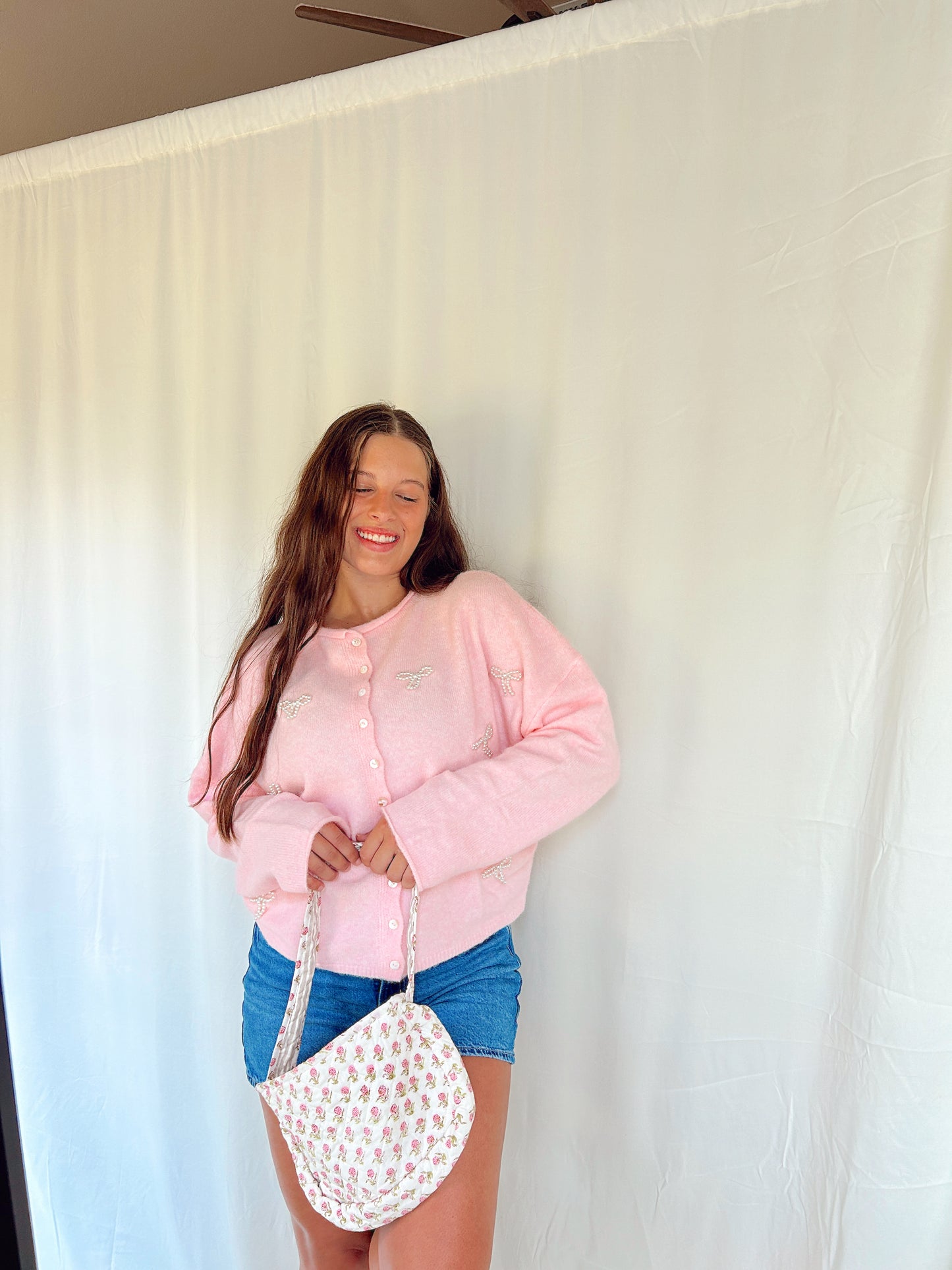 PRETTY IN PEARL RIBBON CARDIGAN