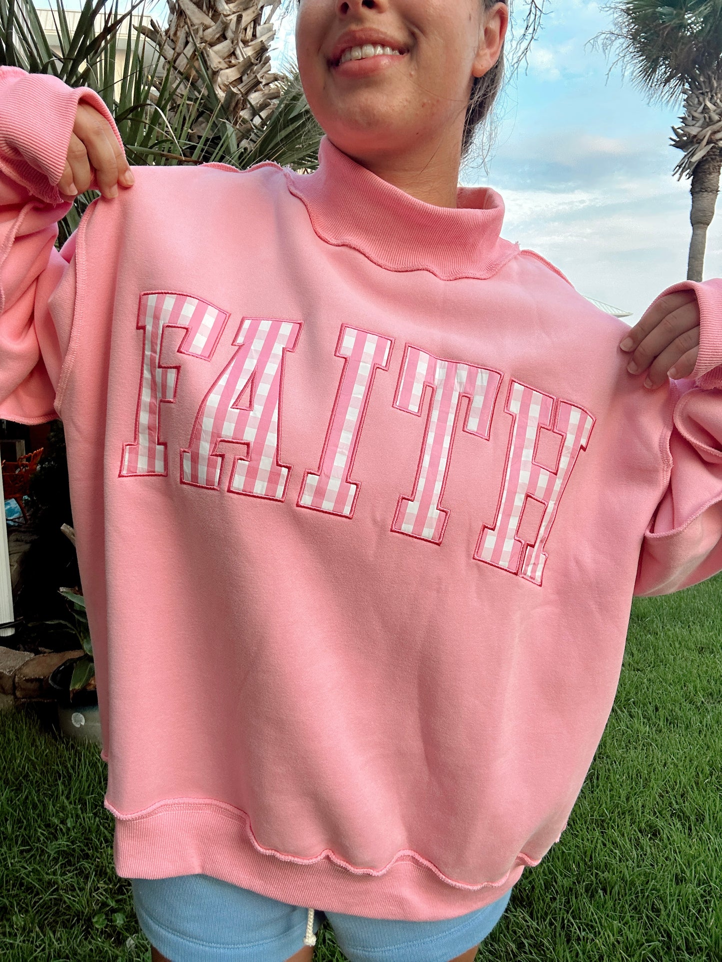 FAITH STRIPE MOCKNECK SWEATSHIRT