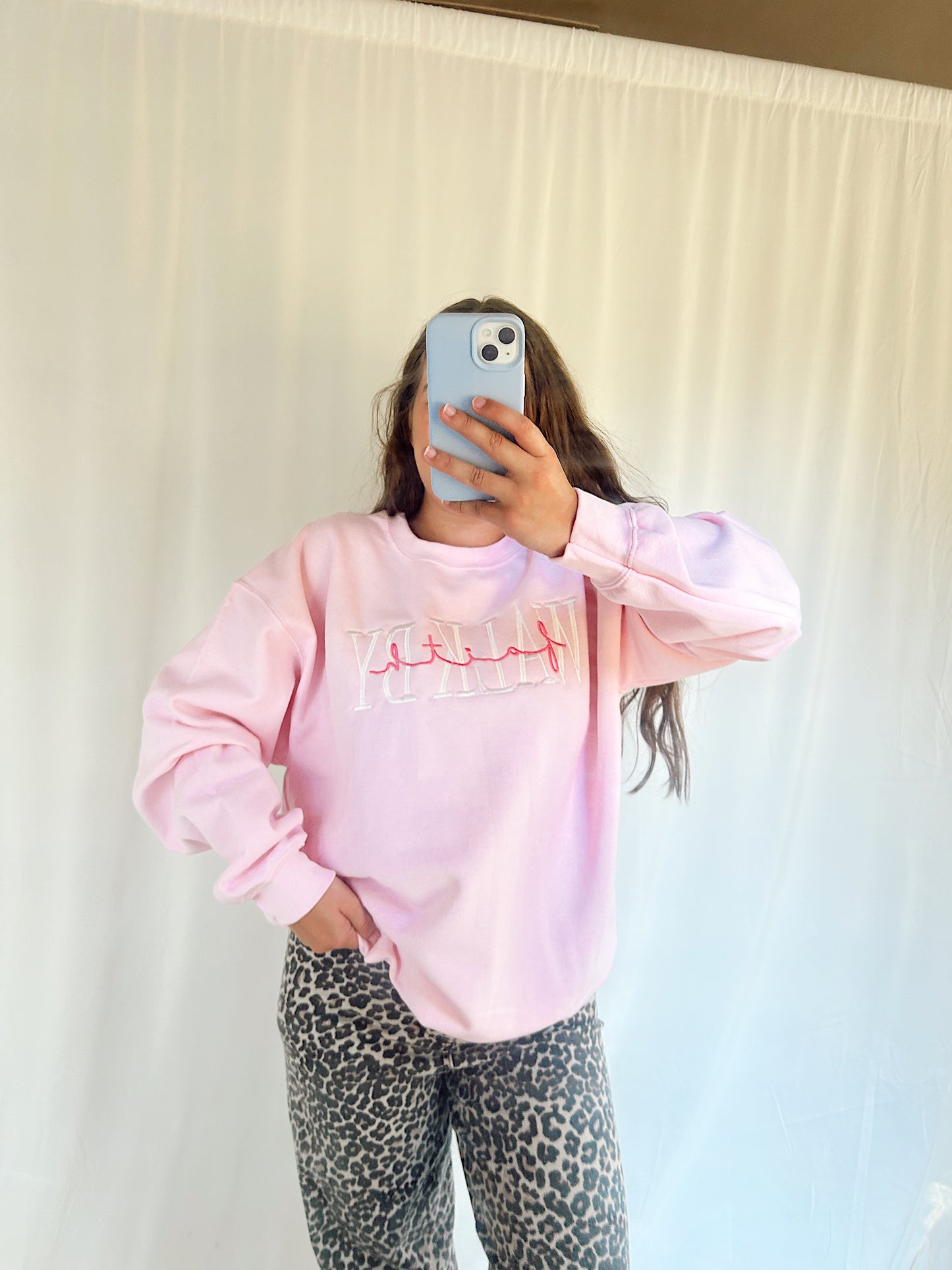 WALK BY FAITH EMBROIDERED SWEATSHIRT