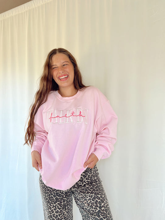 WALK BY FAITH EMBROIDERED SWEATSHIRT