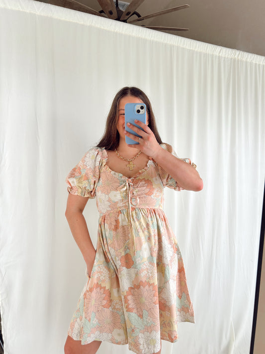 PASTEL DREAMS FLORAL MINI DRESS