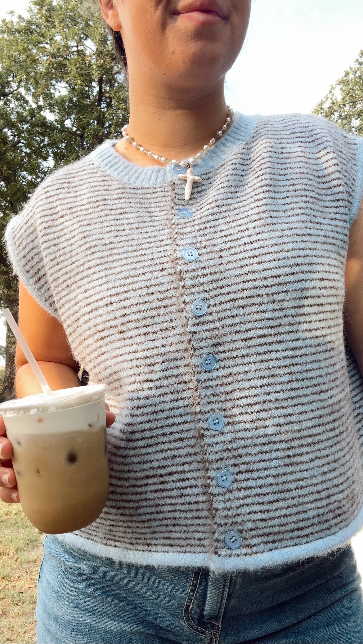 BLUEBERRY MOCHA STRIPE SWEATER VEST