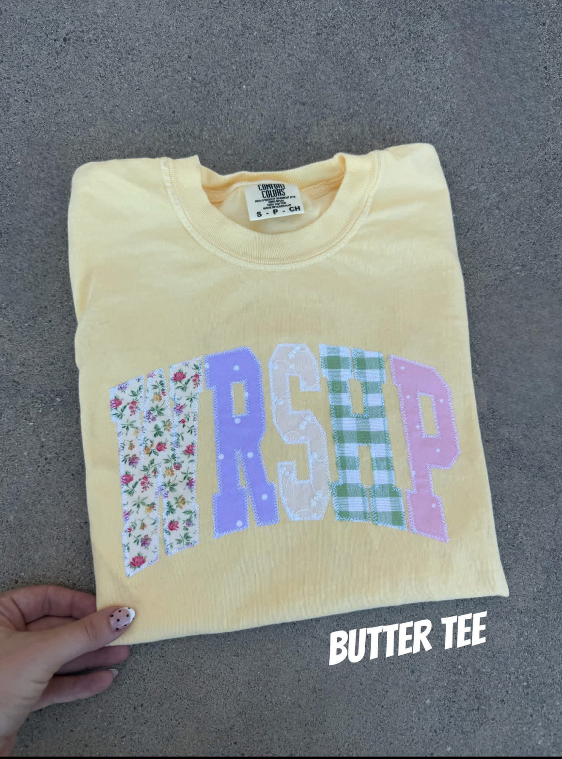 WRSHP EMBROIDERED BUTTER TEE (PREORDER)