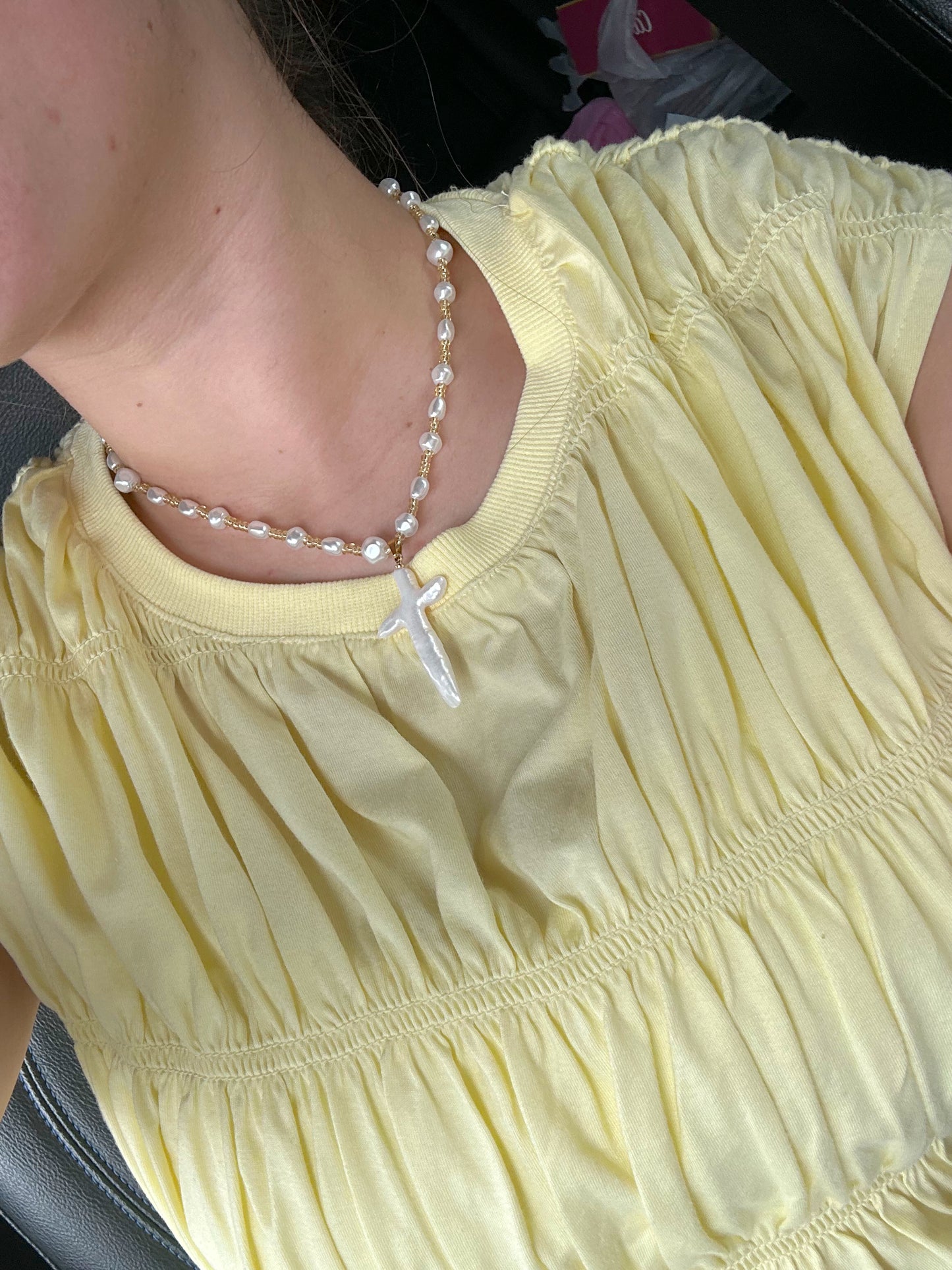 HEAVENLY PEARL CROSS NECKLACE (PREORDER)
