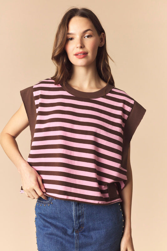 BLUSH & BREW STRIPE TOP
