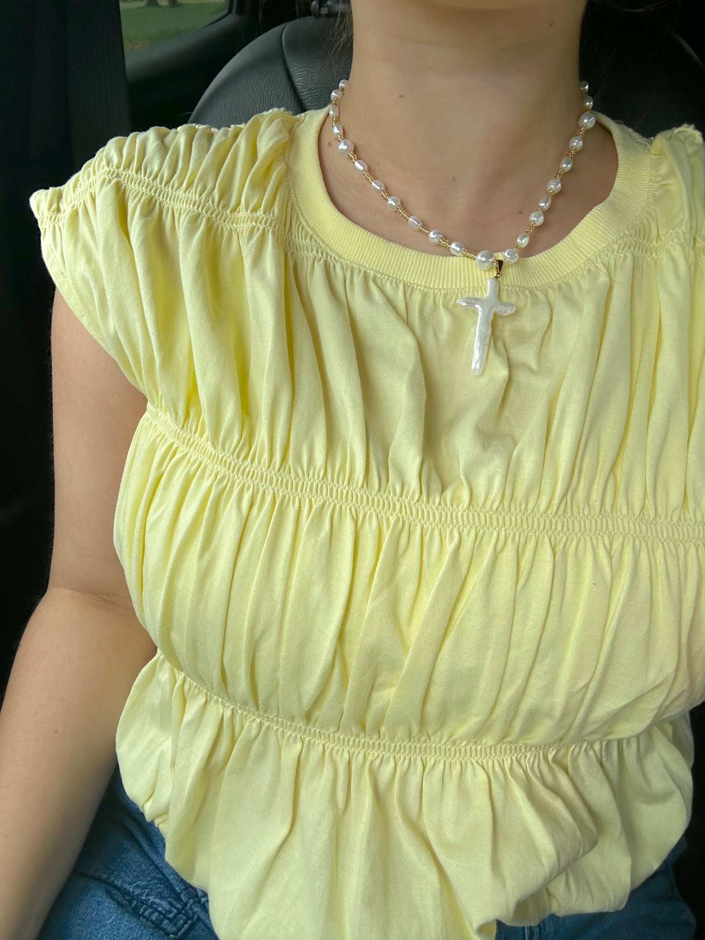 HEAVENLY PEARL CROSS NECKLACE (PREORDER)