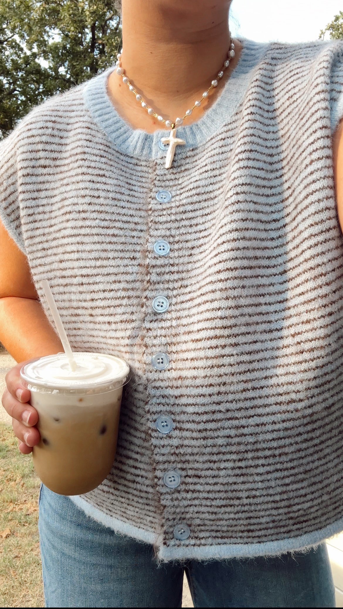 BLUEBERRY MOCHA STRIPE SWEATER VEST