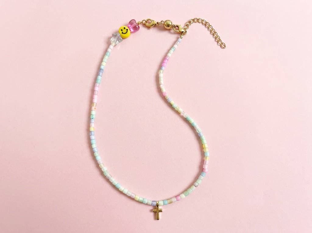 BEADED CROSS NECKLACE