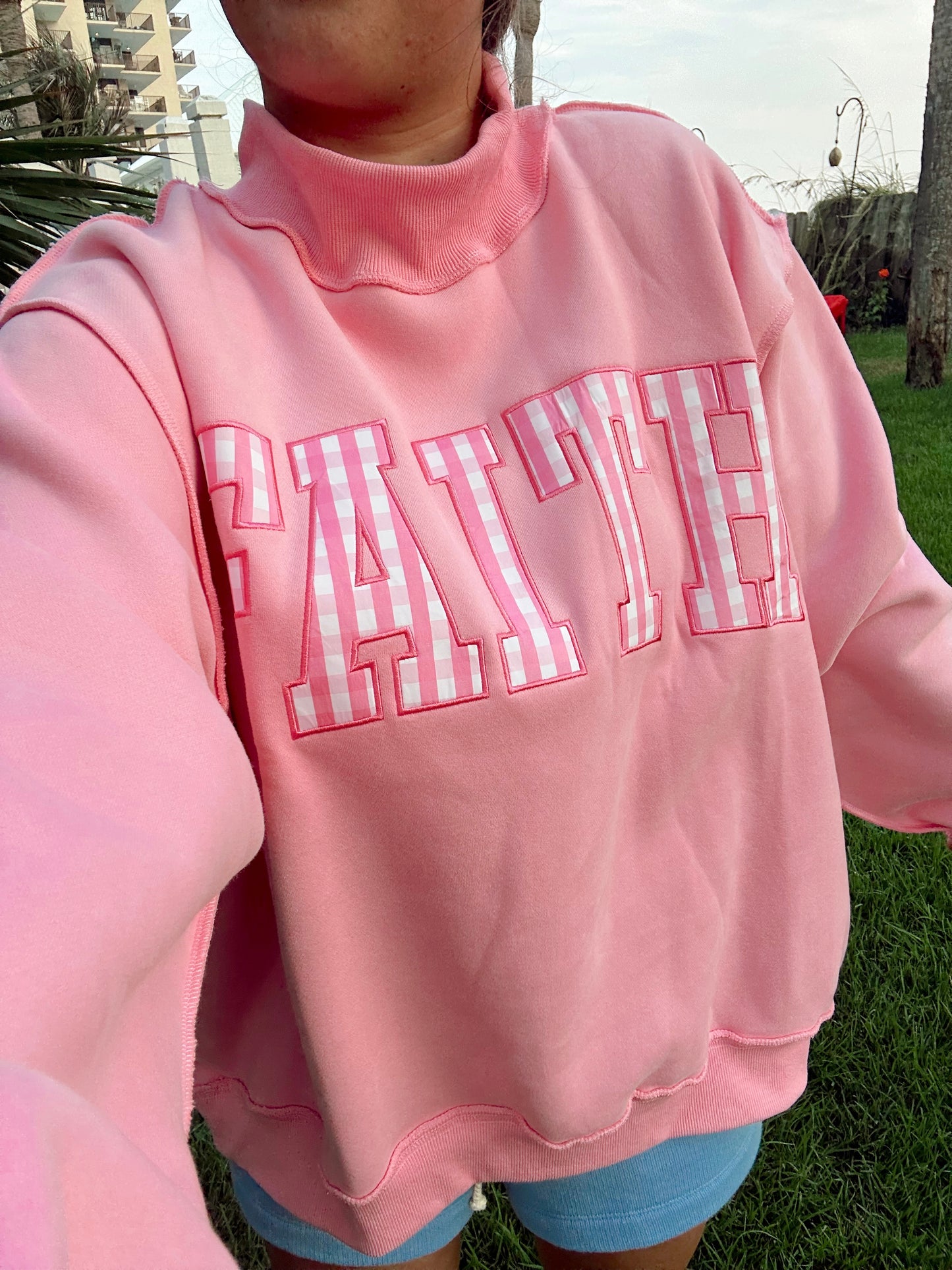 FAITH STRIPE MOCKNECK SWEATSHIRT