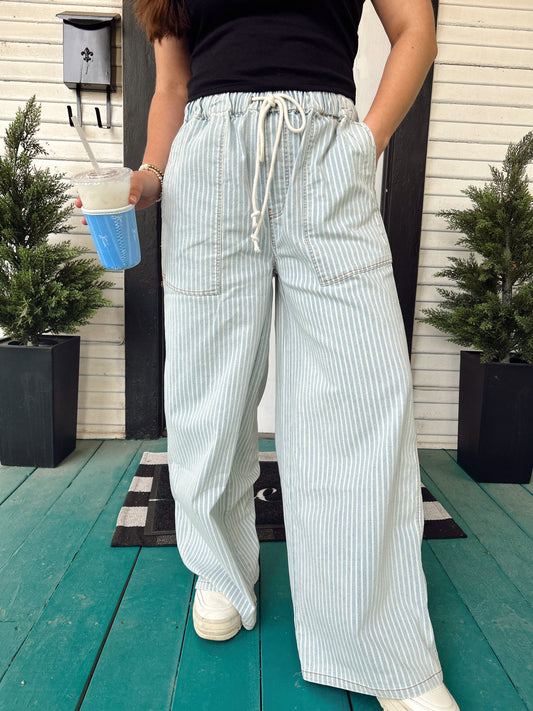 HARBOR STRIPE WIDE LEG PANTS
