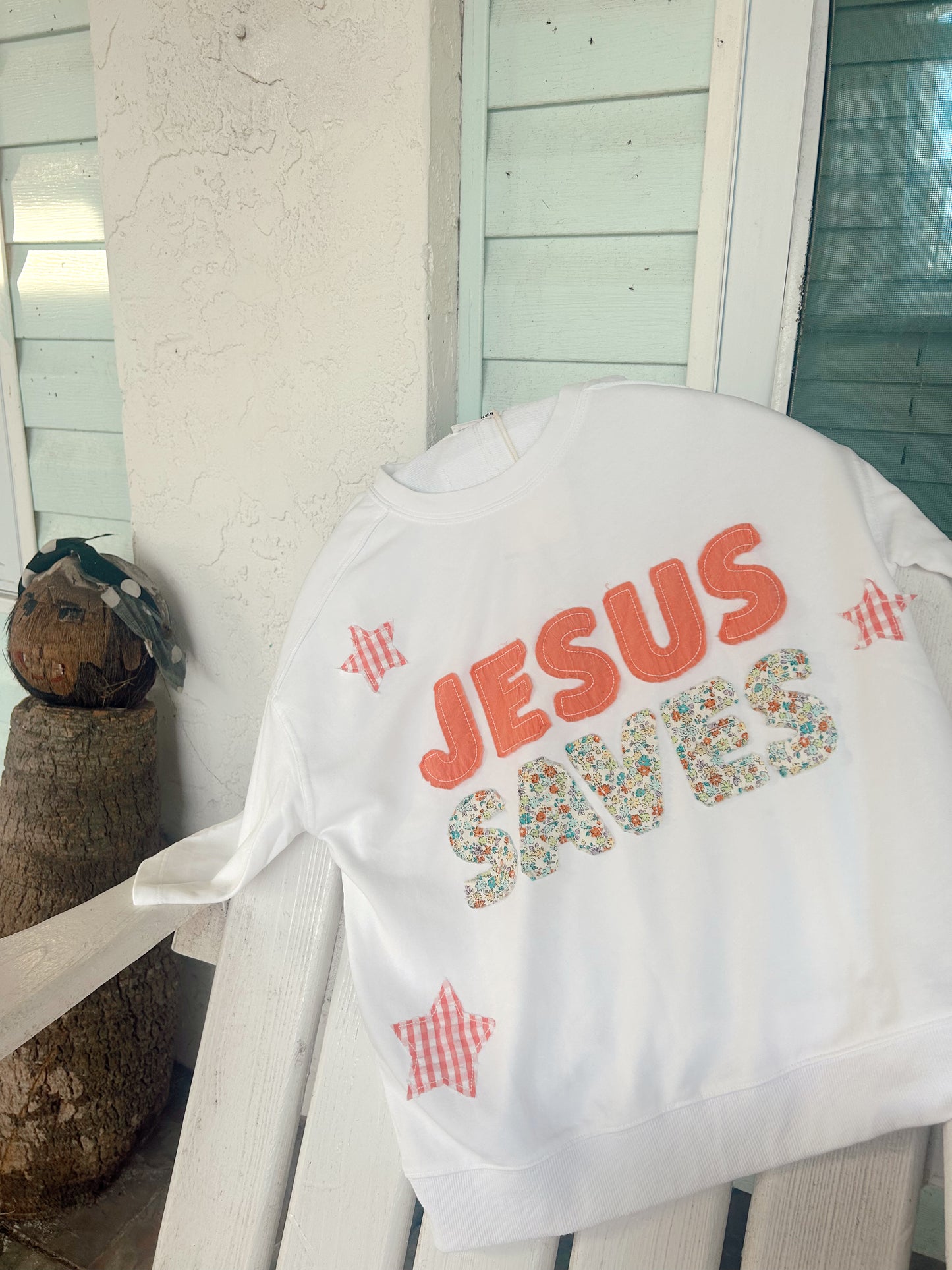 JESUS SAVES PATCHWORK TOP