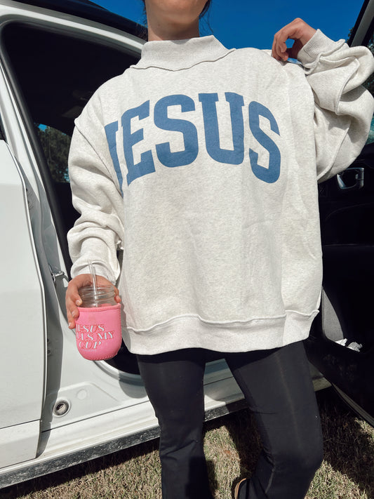 (PREORDER) JESUS & GOD IS GOOD REVERSIBLE MOCK NECK SWEATSHIRT