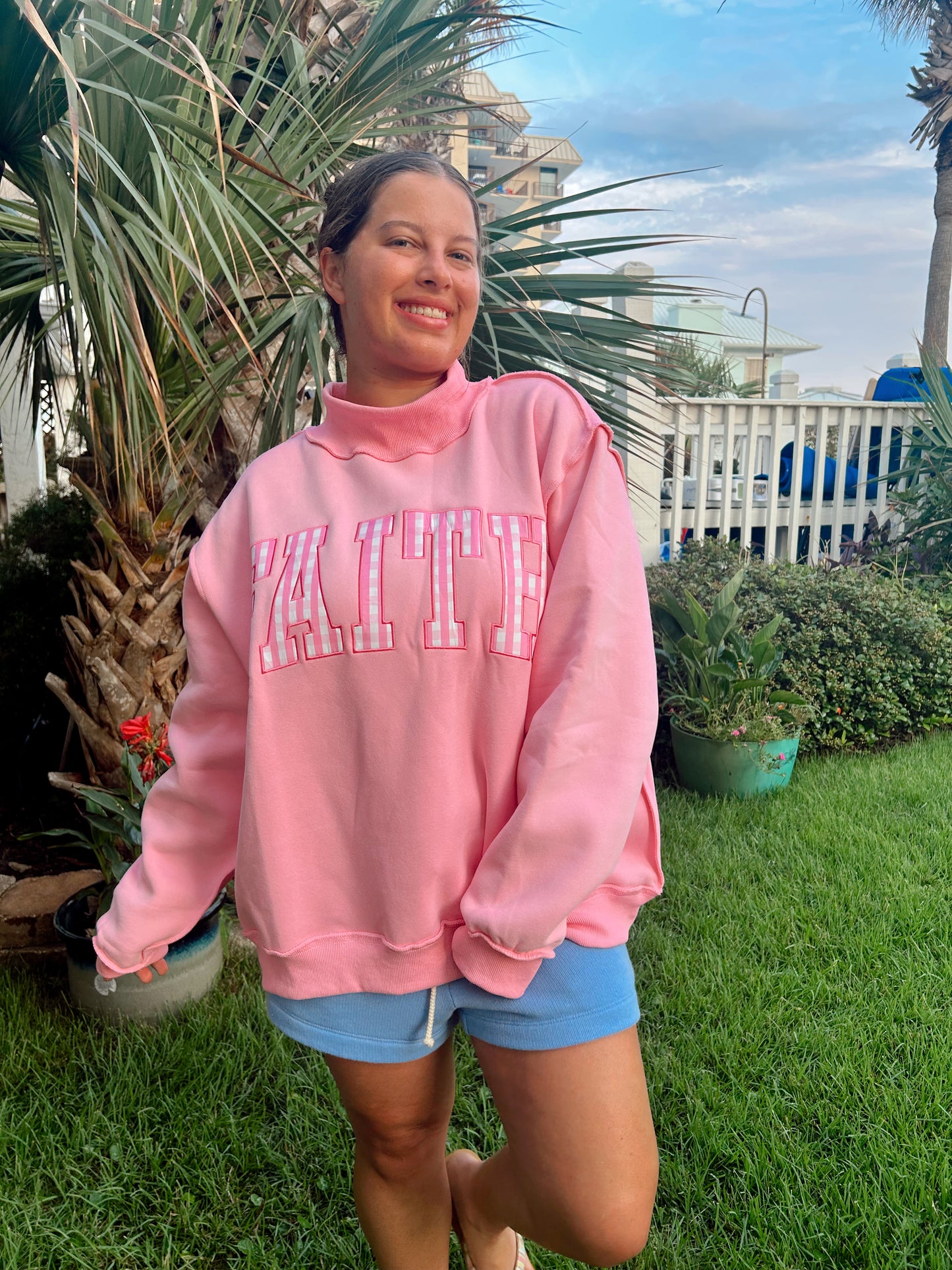 FAITH STRIPE MOCKNECK SWEATSHIRT