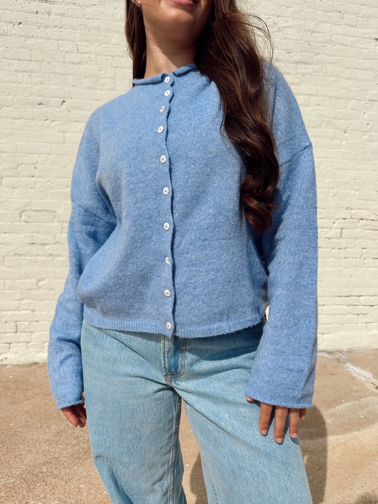 ZOEY DUSTY BLUE CARDIGAN