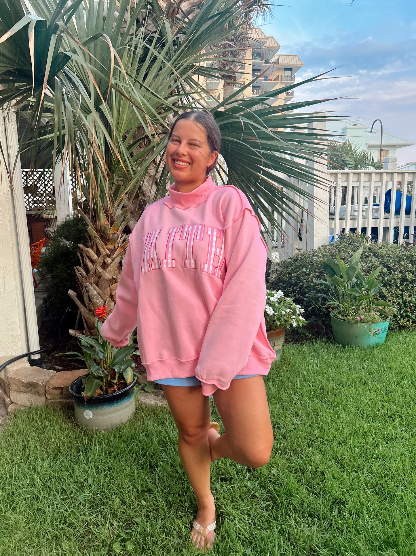 FAITH STRIPE MOCKNECK SWEATSHIRT