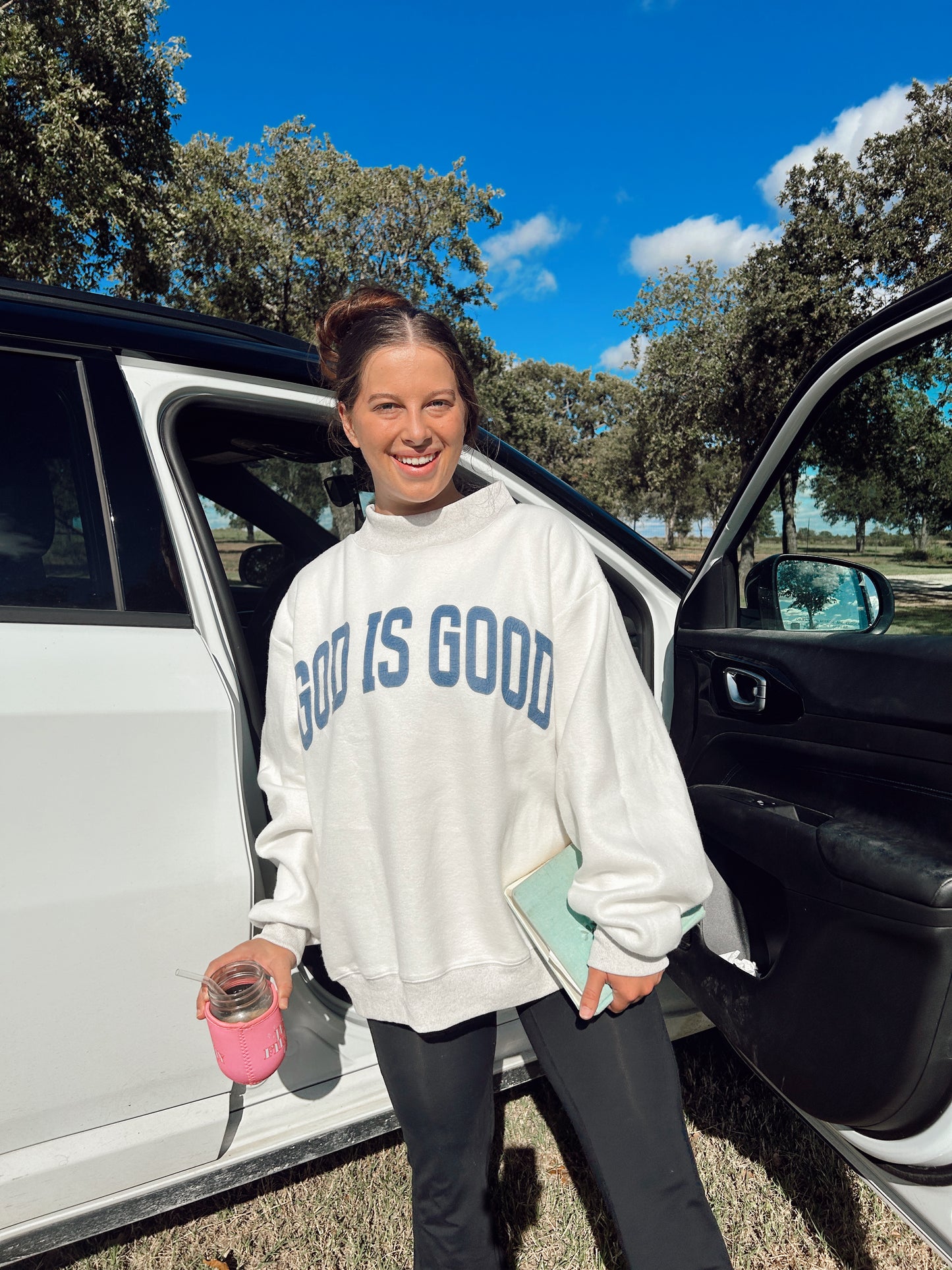 (PREORDER) JESUS & GOD IS GOOD REVERSIBLE MOCK NECK SWEATSHIRT