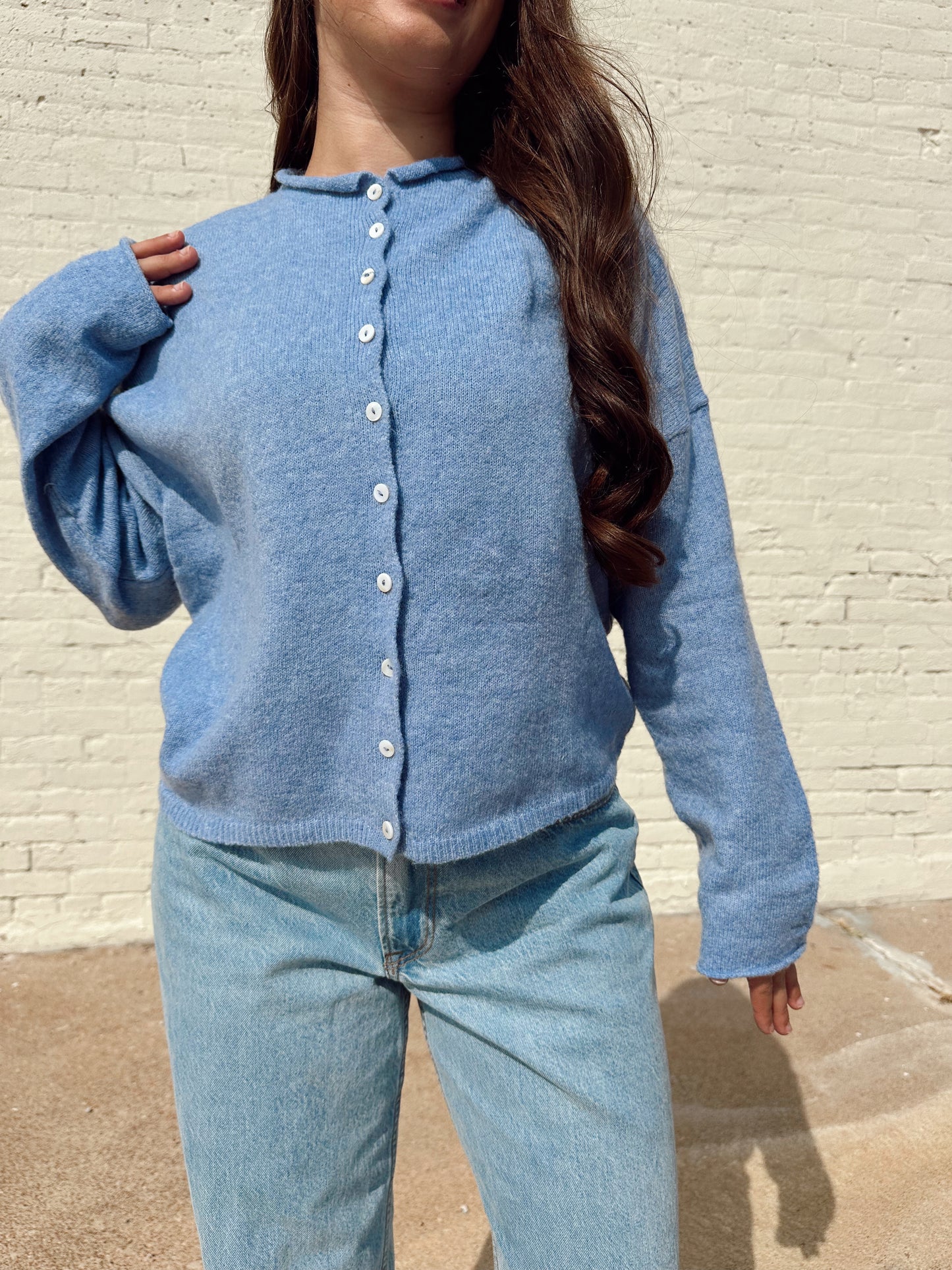 ZOEY DUSTY BLUE CARDIGAN