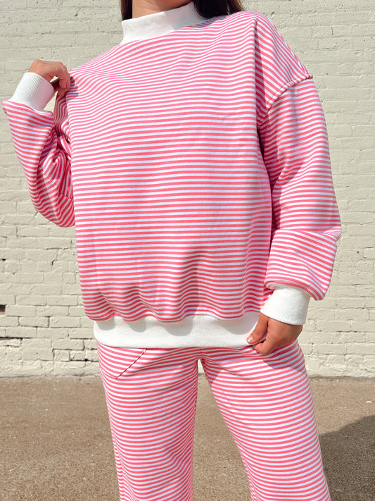 COTTON CANDY STRIPES MOCK NECK LOUNGE SET