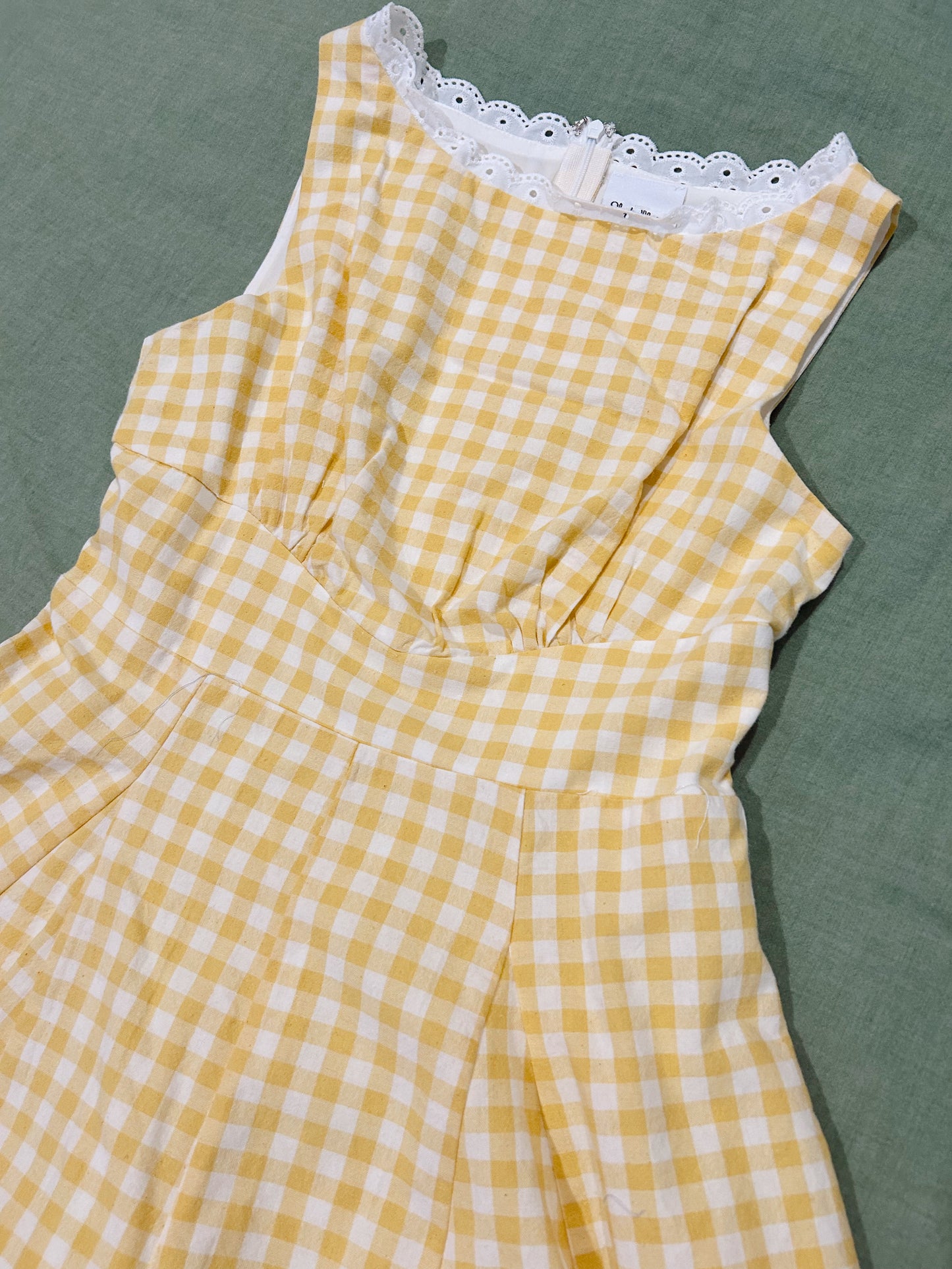 LEMON DROP LACE GINGHAM ROMPER