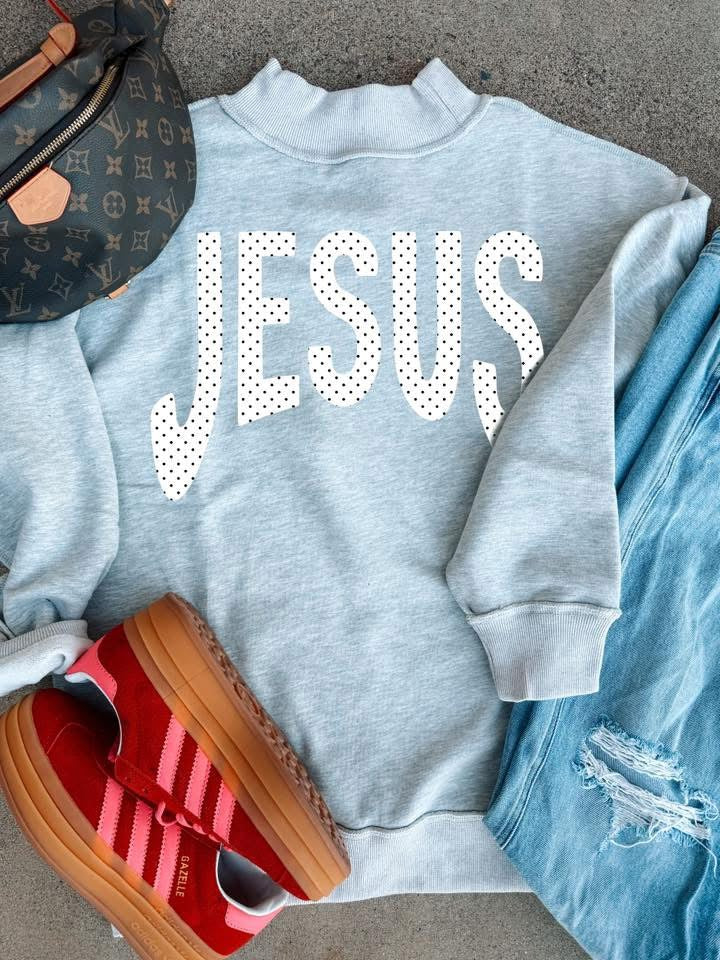 JESUS/GOD IS GOOD POLKA DOT REVERSIBLE MOCK NECK (preorder)