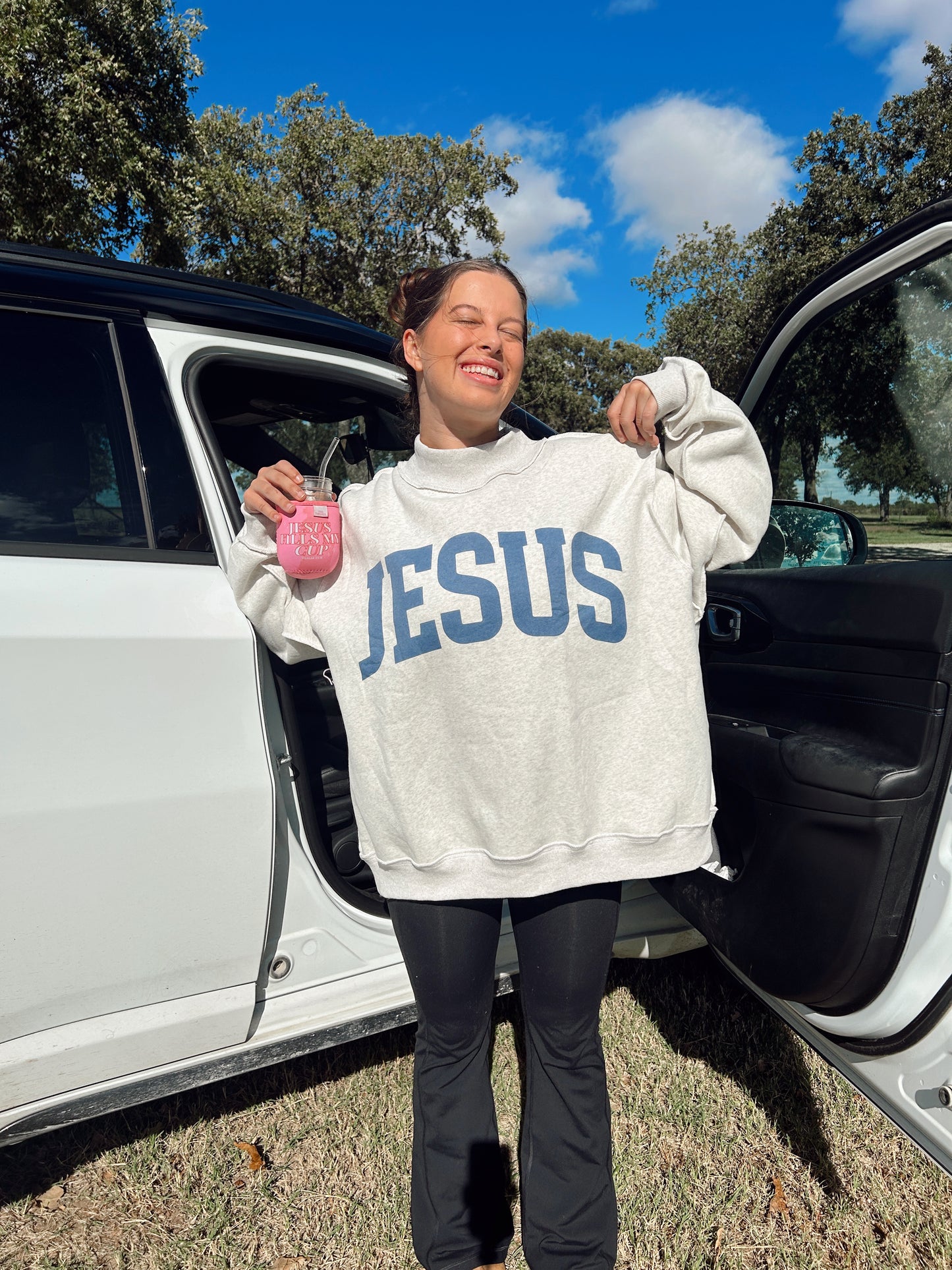 (PREORDER) JESUS & GOD IS GOOD REVERSIBLE MOCK NECK SWEATSHIRT