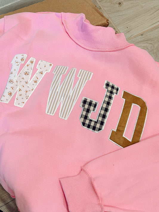 WWJD EMBROIDERED MOCKNECK