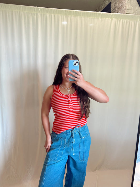 SWEET ESCAPE STRIPED TANK TOP