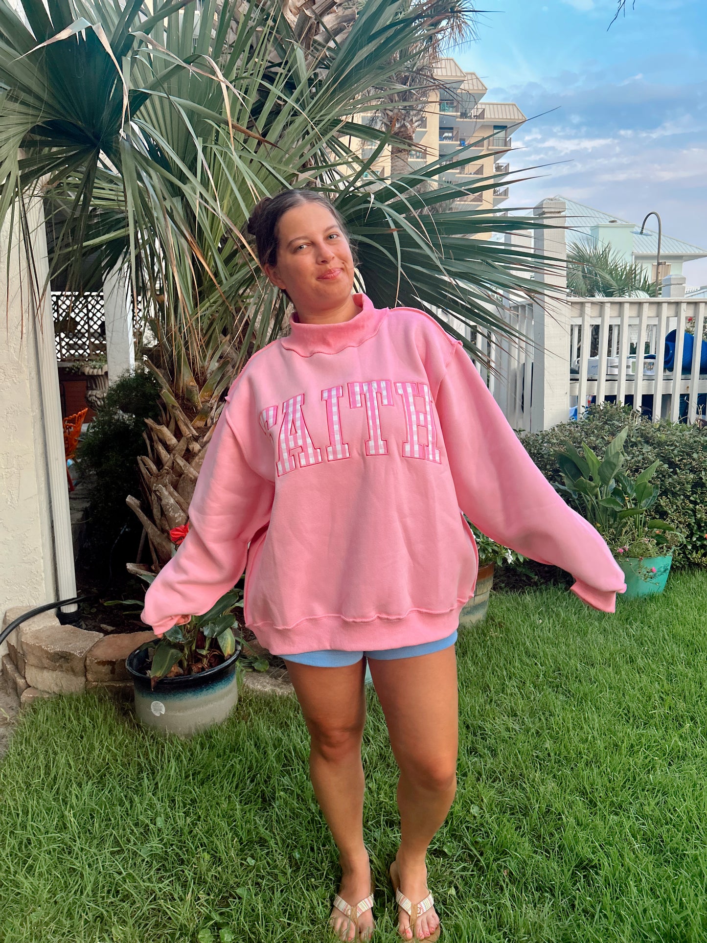 FAITH STRIPE MOCKNECK SWEATSHIRT
