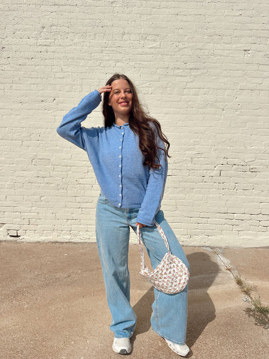 ZOEY DUSTY BLUE CARDIGAN