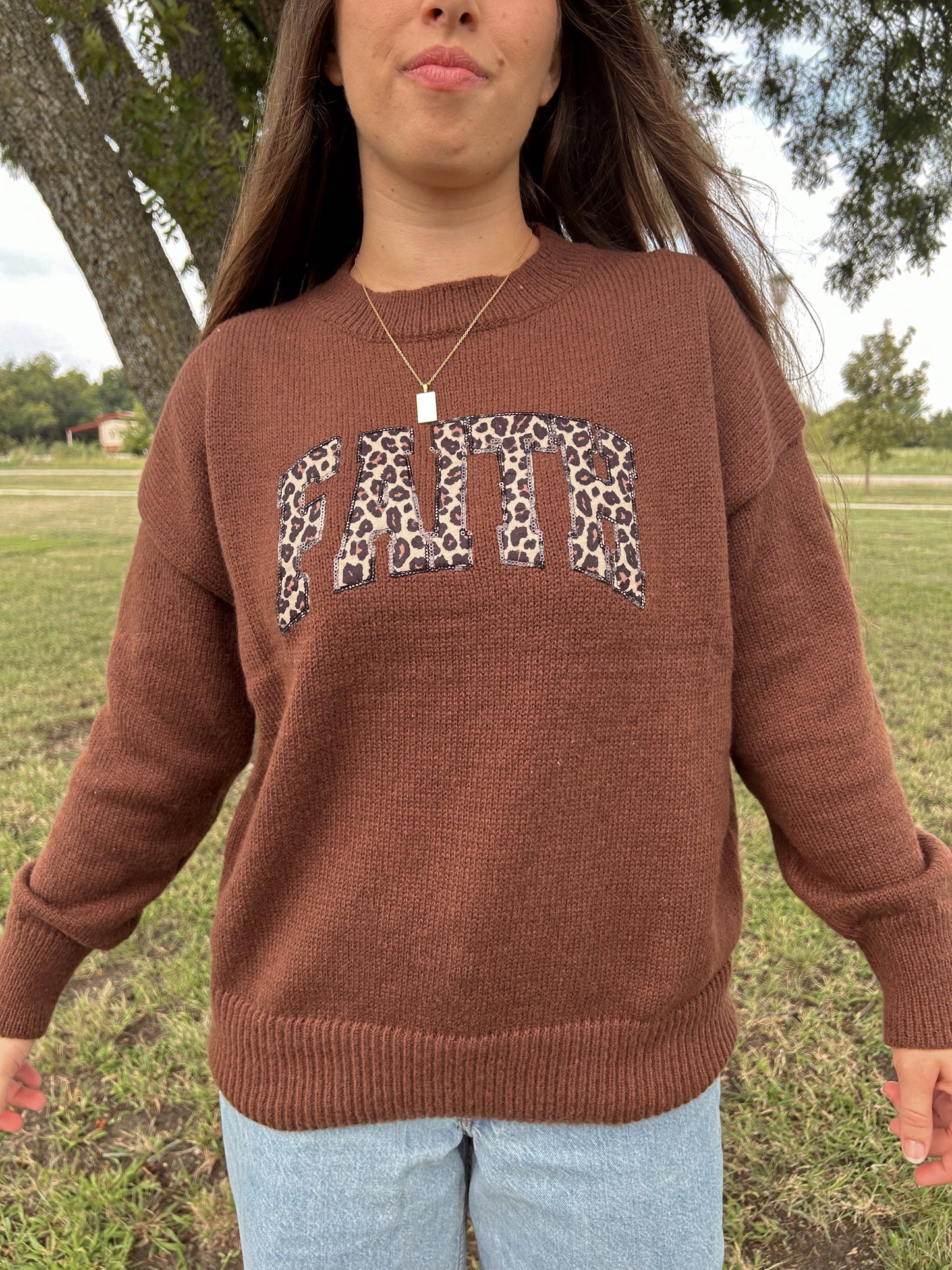 Faith Leopard Embellished Sweater