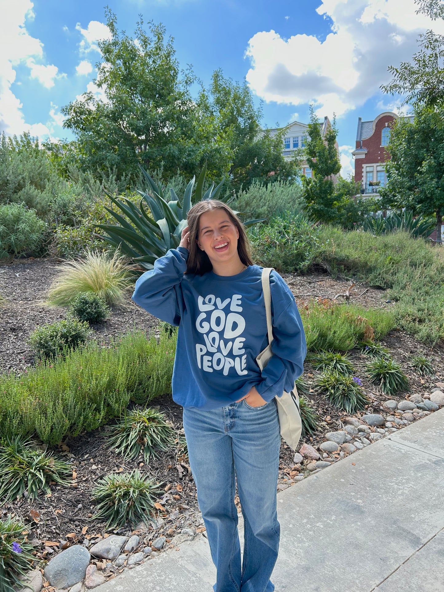 Love God Love People Bubble Letter Sweatshirt