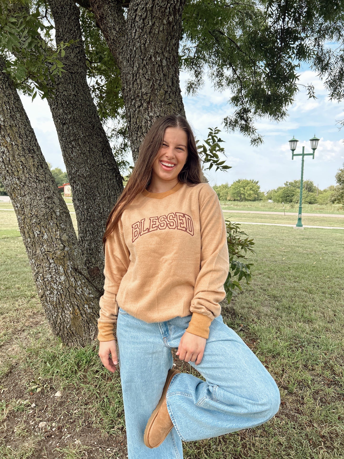 Blessed Varsity Embroidered Sweatshirt