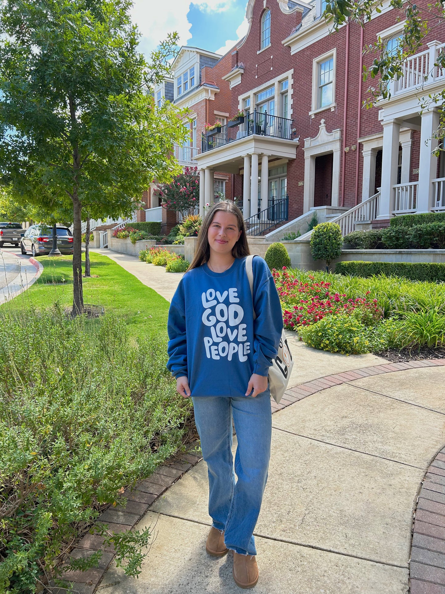 Love God Love People Bubble Letter Sweatshirt