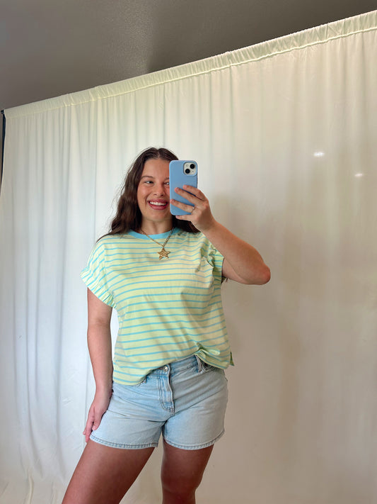 HONEYDEW STRIPED EASY TEE