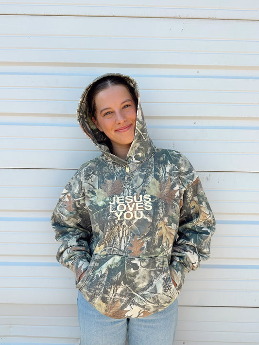 JESUS LOVES YOU CAMO HEAVYWEIGHT HOODIE
