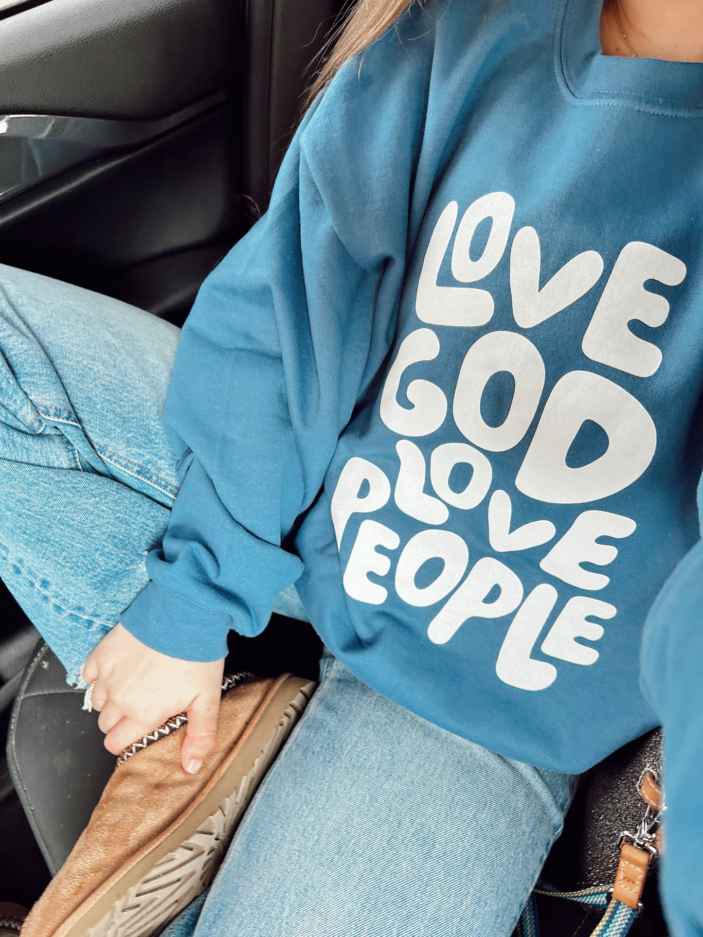 Love God Love People Bubble Letter Sweatshirt