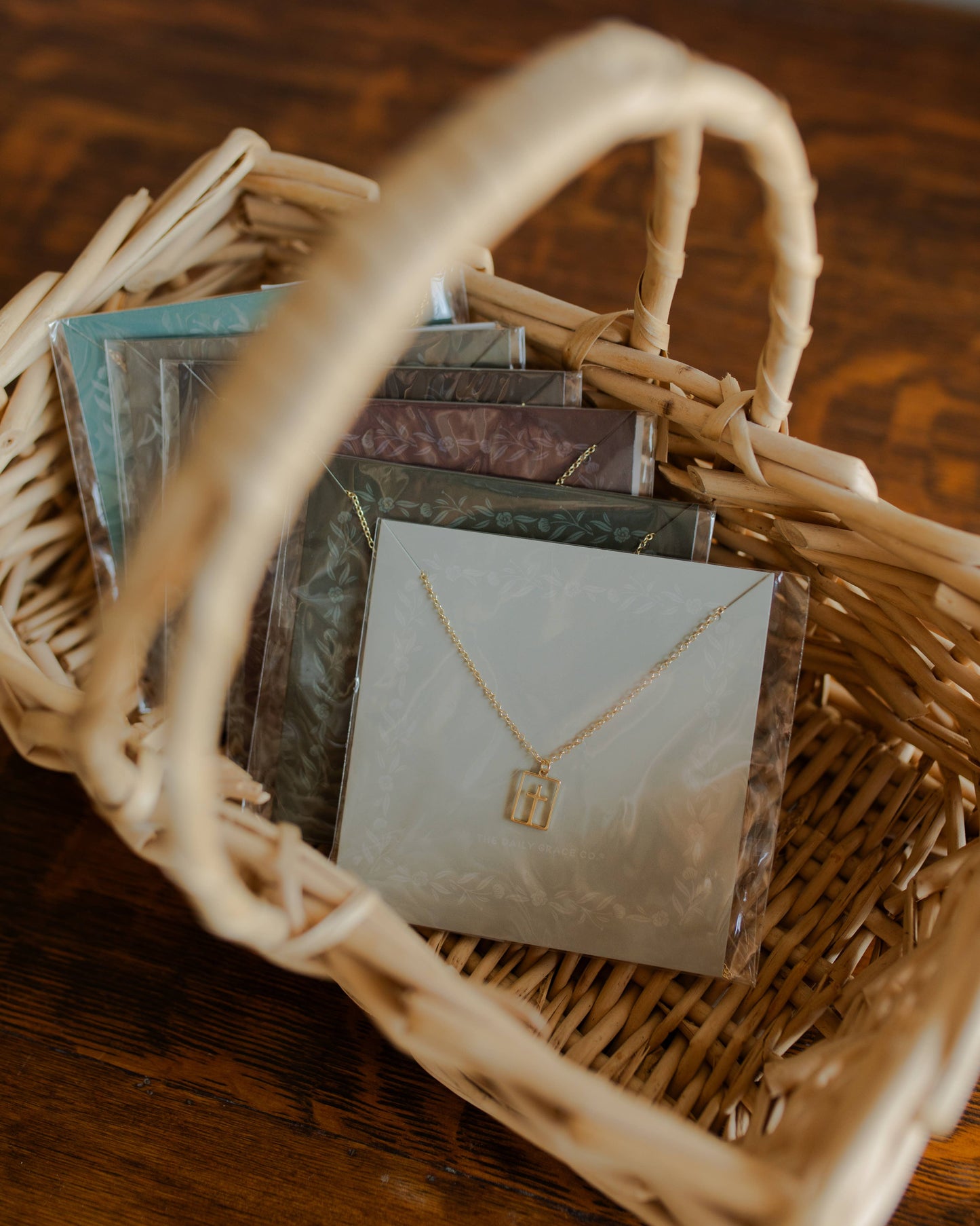 BEADED CHAIN CROSS NECKLACE