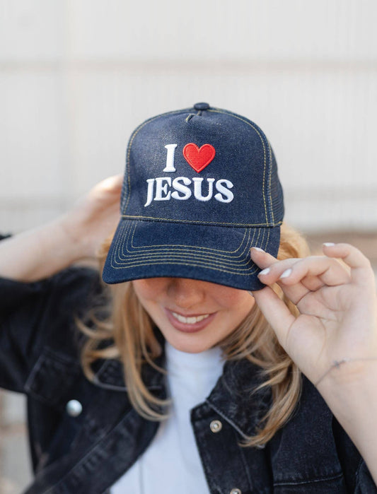 I LOVE JESUS DENIM HAT